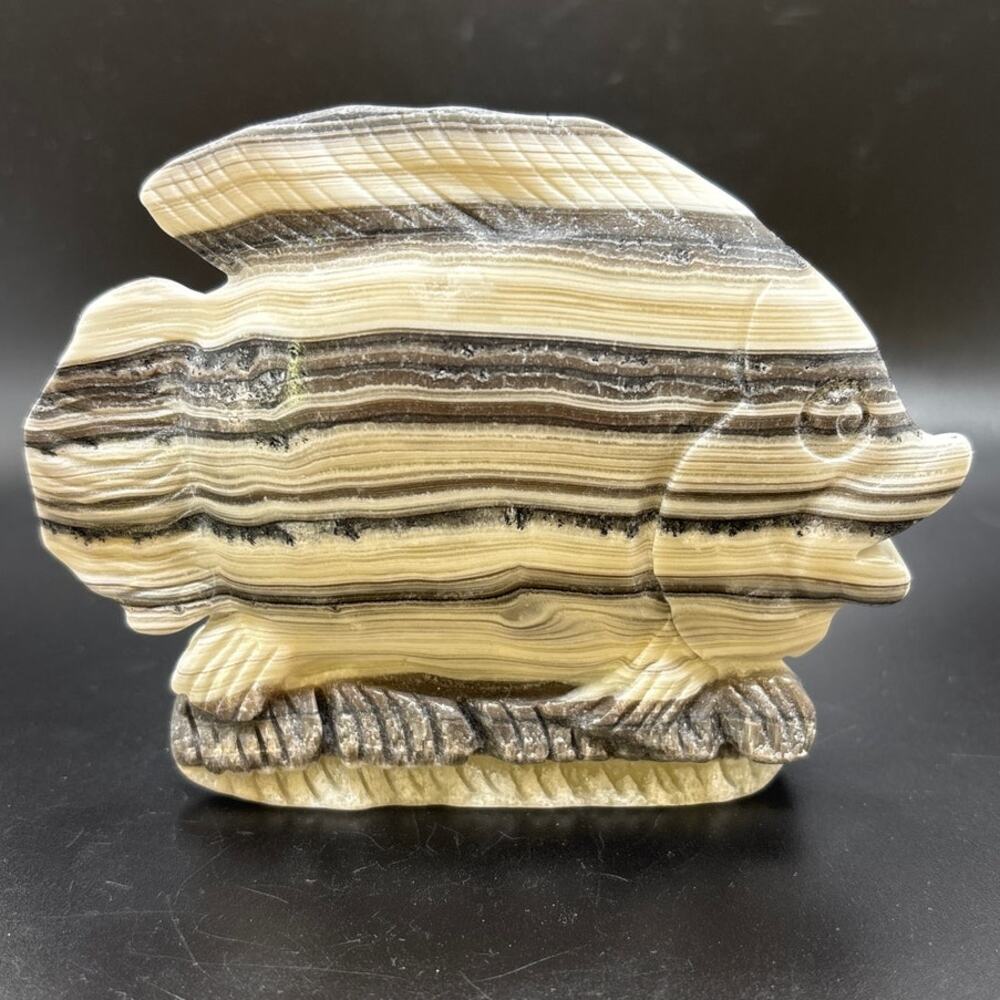 Amazing Zebra Jasper Crystal Fish Carving